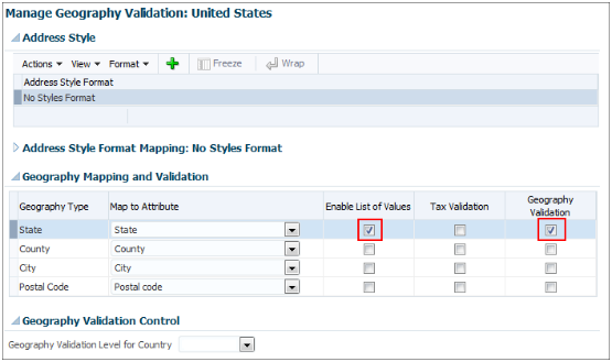 Geography validation setup.