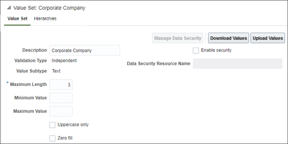 An image of the Value Set tab with the Download Values and Upload Values buttons.