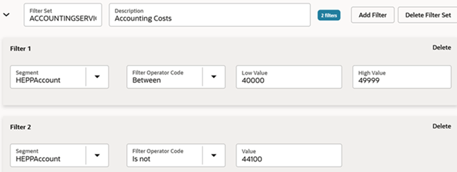 This image shows a filter set with two filters that are described in the example.