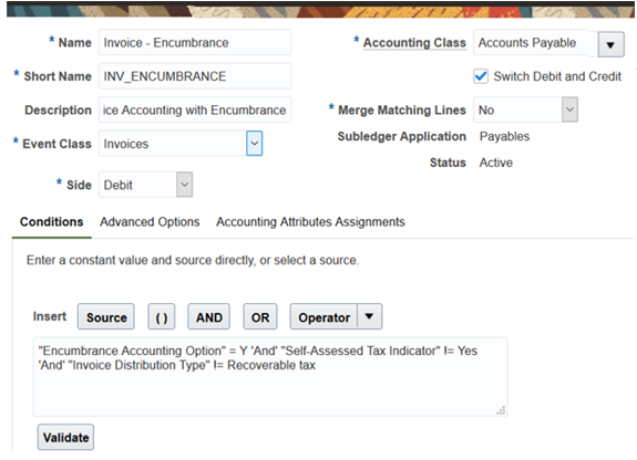 The image displays the Create Custom Journal Lines for Invoice Encumbrance page