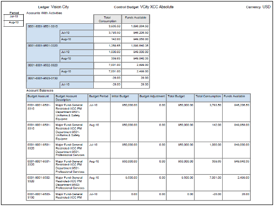 This image displays the Accounts Activities Report.