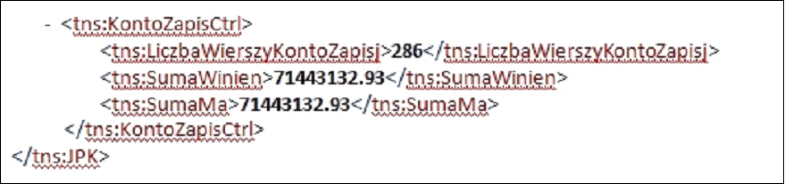 Image shows the extract's Subledger Account Analysis Control section.
