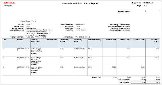 This image is a sample of the Journals and Third-Party Report.