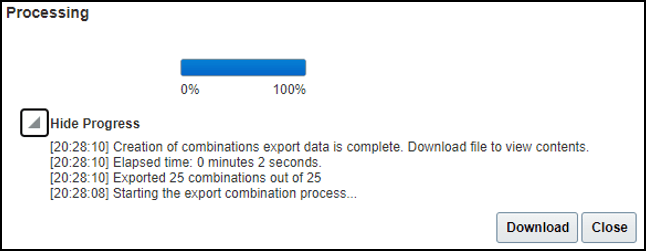 This image is an example of the Processing dialog box.