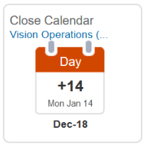 This image shows an example of the Close Calendar infolet.