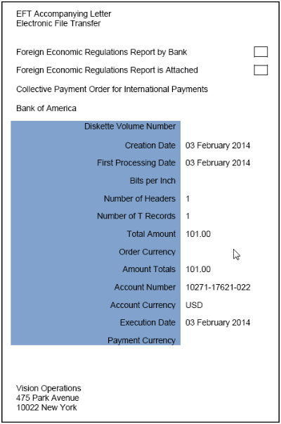 The figure is an example of the Disbursement Accompanying Letter report.