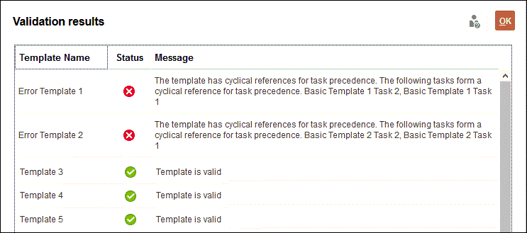 Template validation Template validation