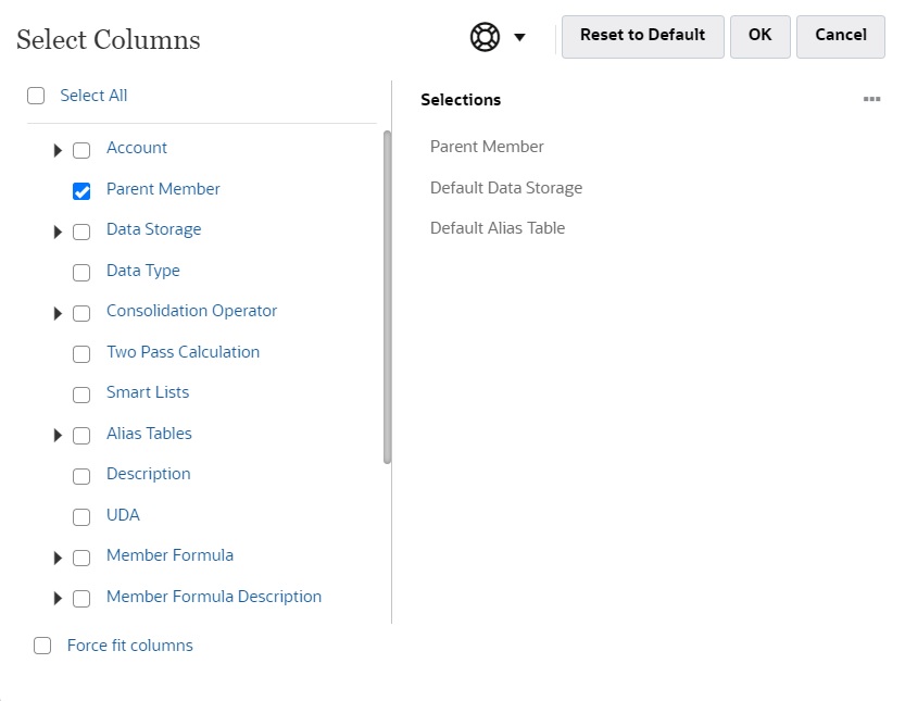 Image of Select Columns dialog box