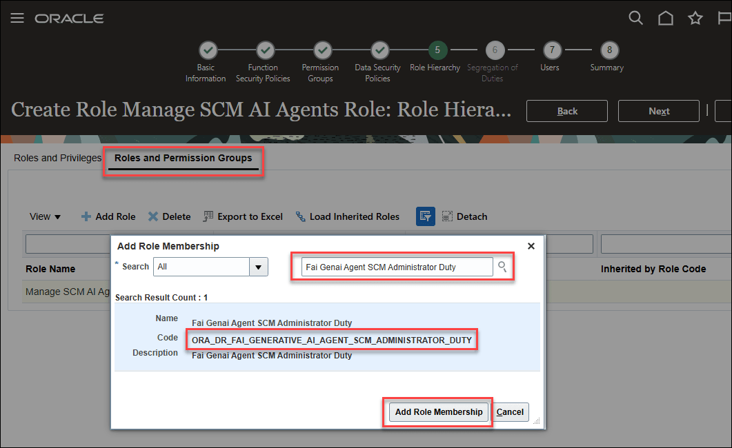 Add Fai Genai Agent SCM Administrator Duty role