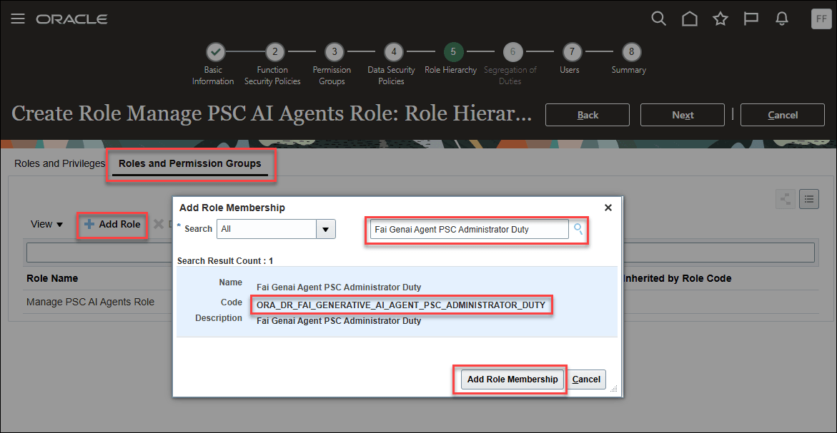 Add Fai Genai Agent PSC Administrator Duty role