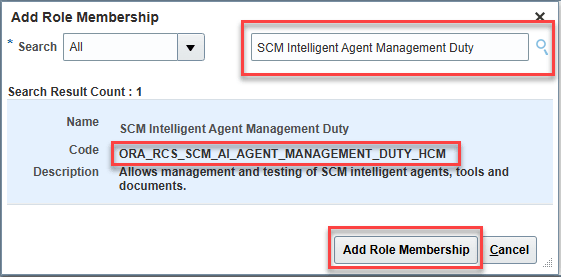 Add SCM Intelligent Agent Management Duty role