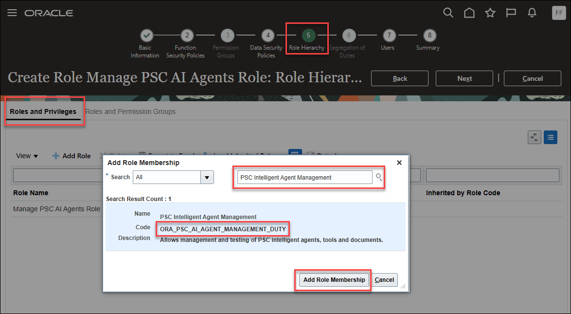 Add PSC Intelligent Agent Management role