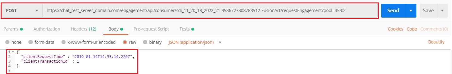 Example of a request in Postman Example of a request in Postman