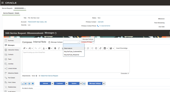A screenshot of the Compose Internal Note UI.