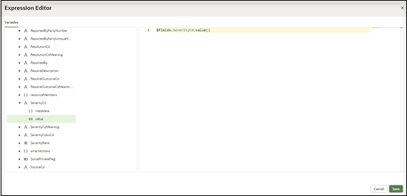 The Expression Editor workspace.
