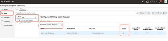 A screenshot of the adaptive search setup page.