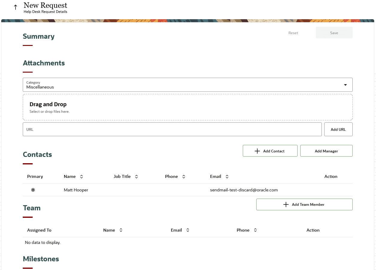 The Help Desk Request details page.