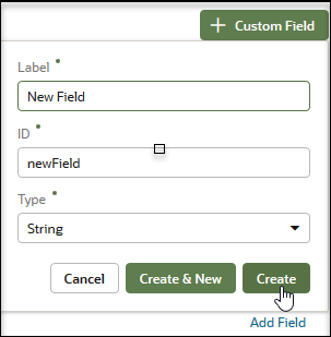 The Add Custom Field dialog box.
