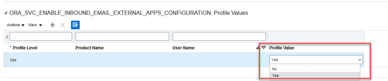 Detail of the Profile Values page.