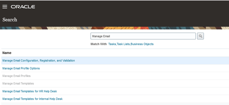 The task search page.