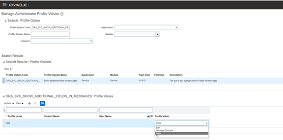 A screenshot of the Profile Values screen.