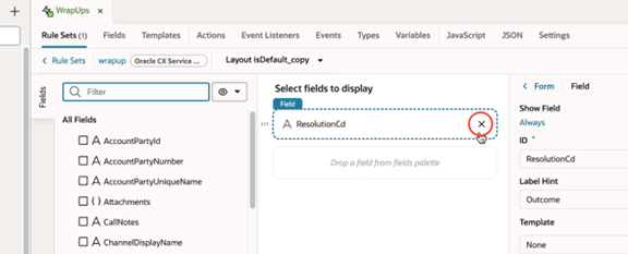 The Delete Row UI.