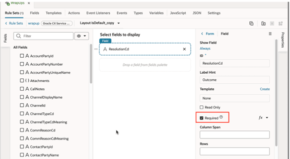 The Required checkbox.