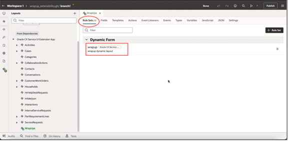 Visual Builder UI showing the Dynamic Form list.