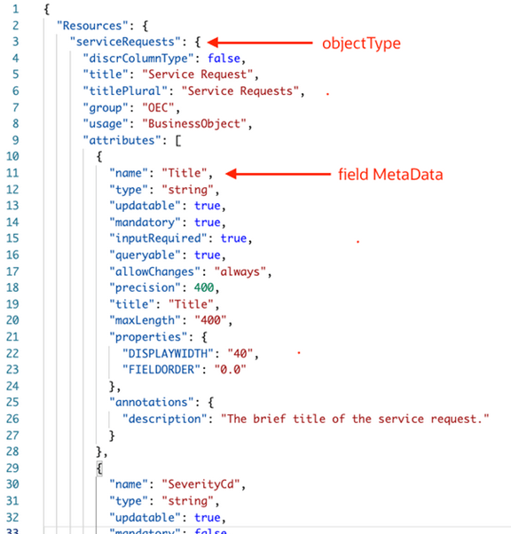 A screenshot of the response object detail