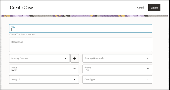 Create case blank form