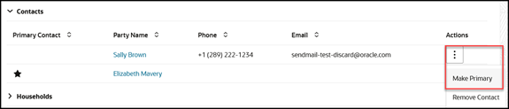 Image shows selecting make contact primary
