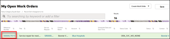 Figure shows the My Open Work Orders page.