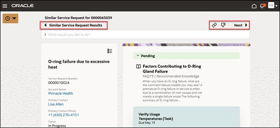 Similar Service Request Details page.