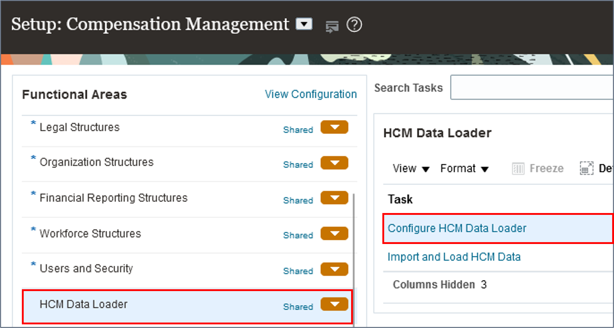 Click the HCM Data Loader task within the HCM Data Loader functional area.