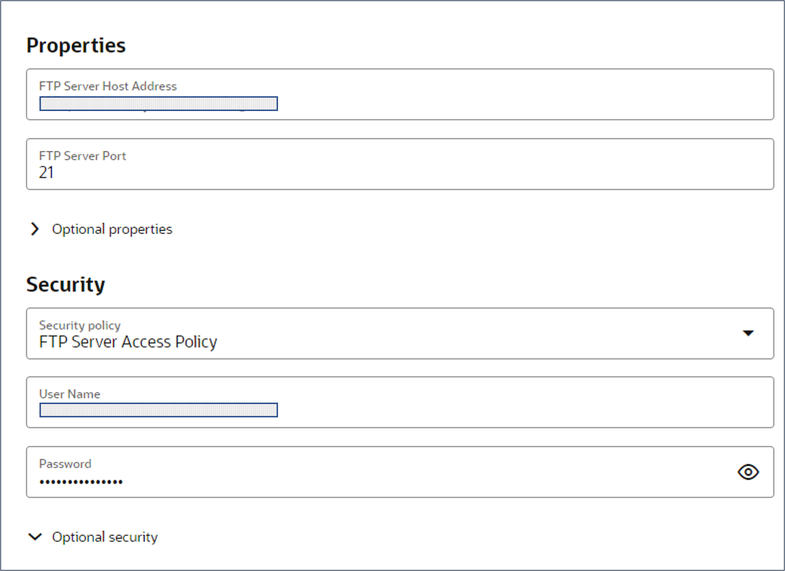 Specify the connection details.