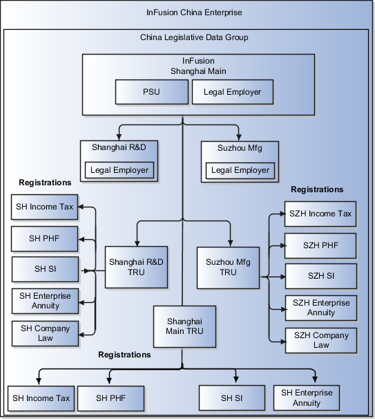 This figure shows a single company with multiple TRUs.