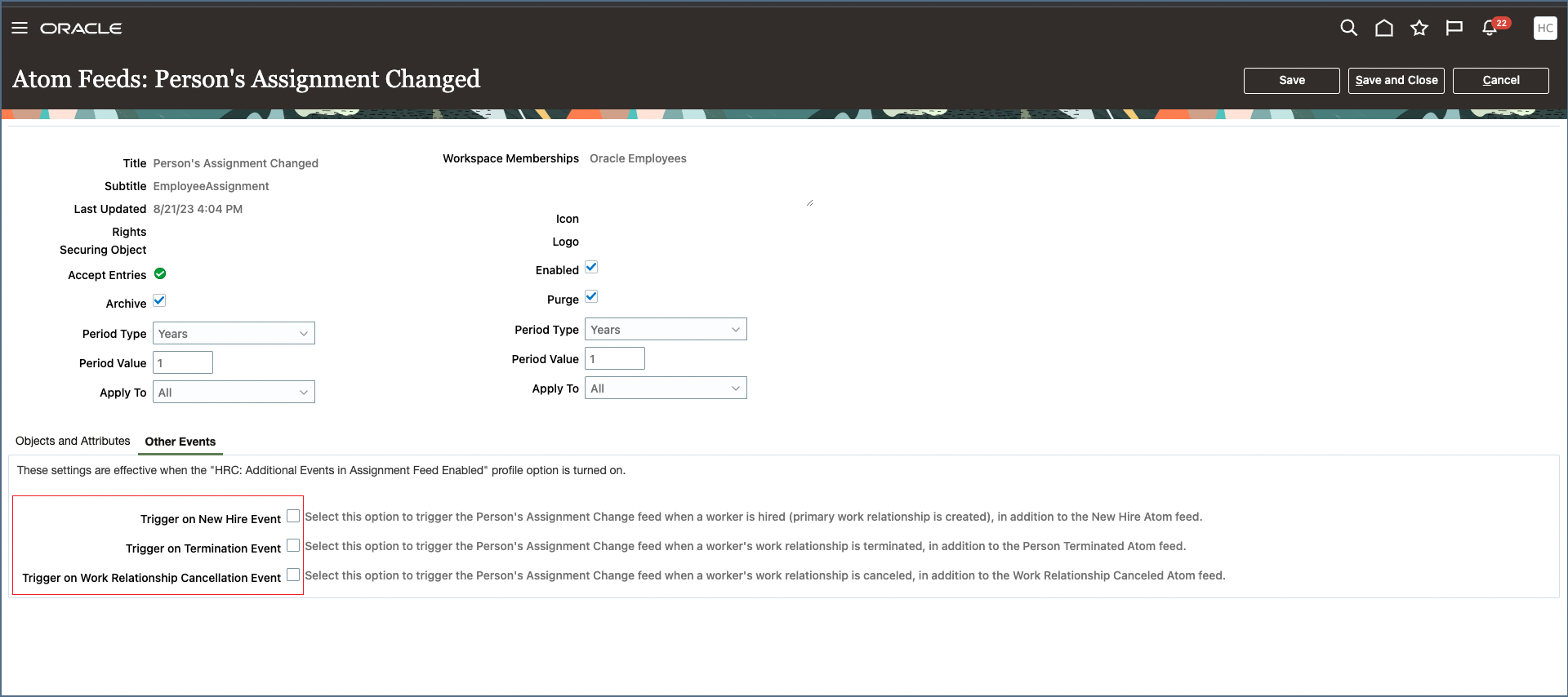 Employee Assignment Feed Configuration