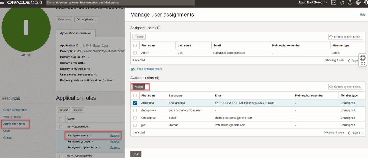 This image shows the assign user roles