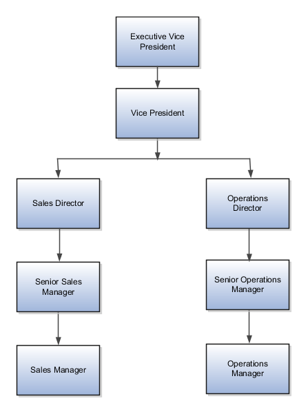 The figure shows the position hierarchy for Vision Corporation.