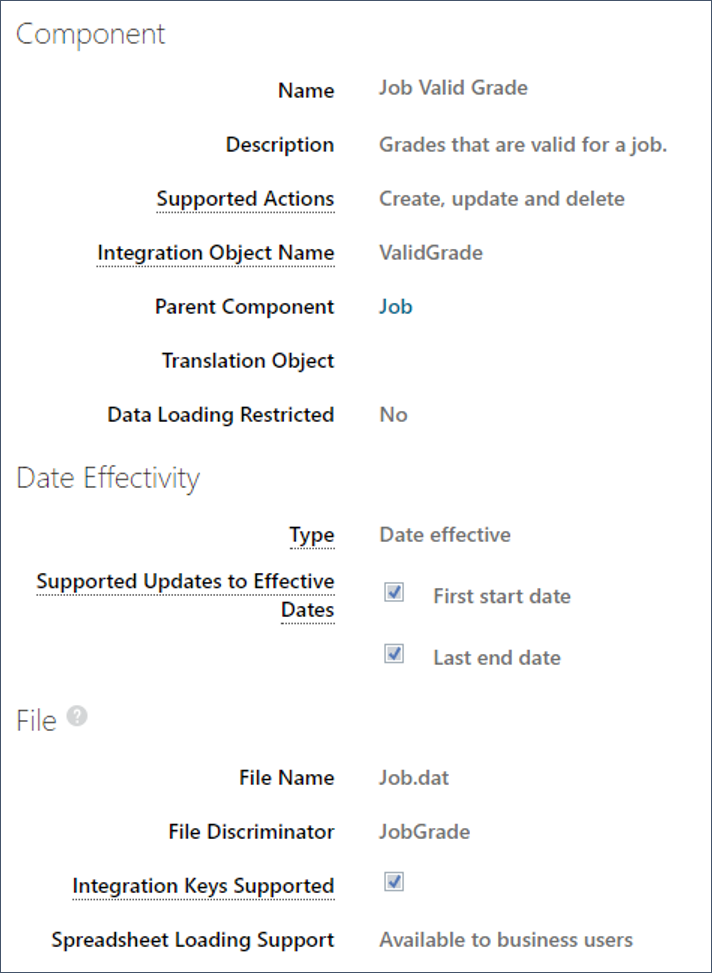 Review the job valid grade component details