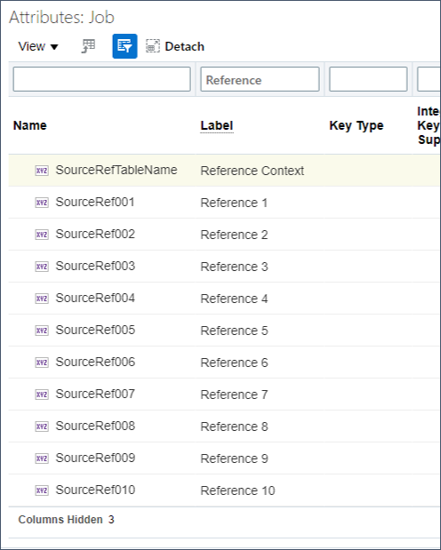 Review the source reference attributes