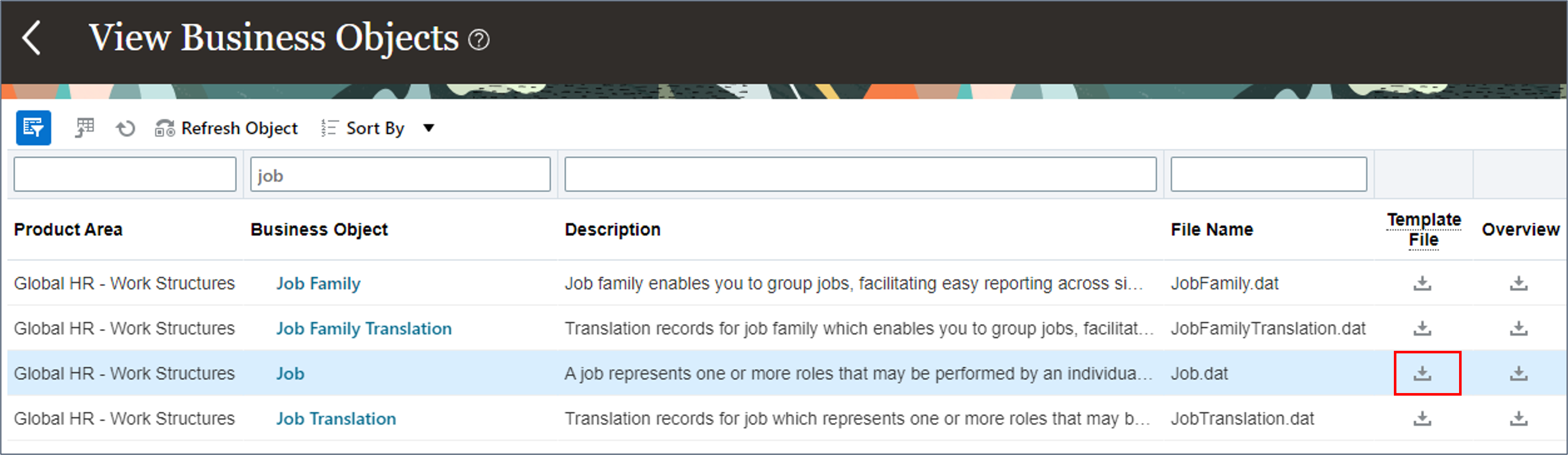 Download the METADATA template file