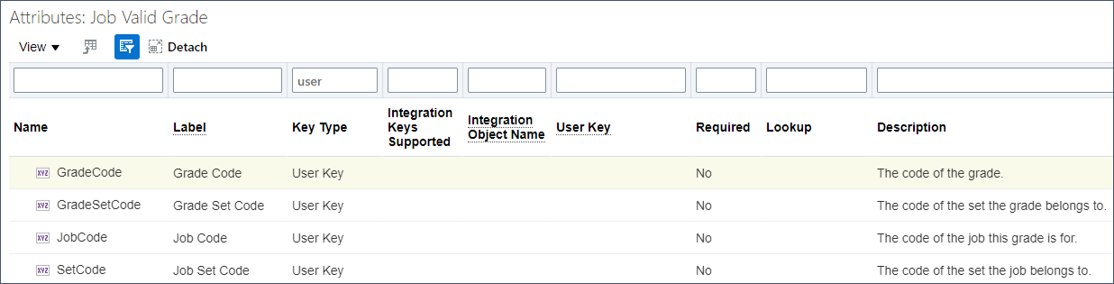 Review the user key attributes