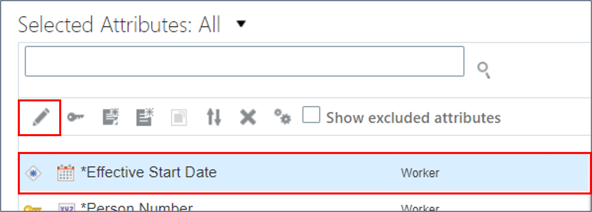 Select the Effective Start Date attribute and click edit