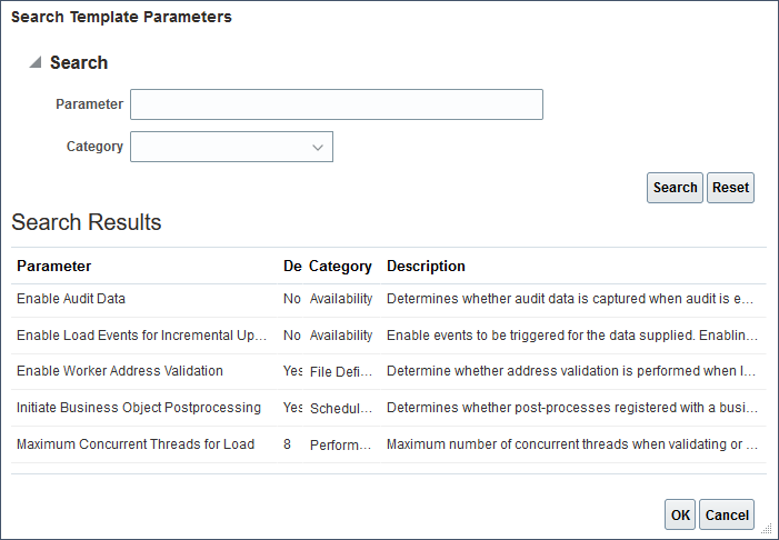 Review the available parameters.