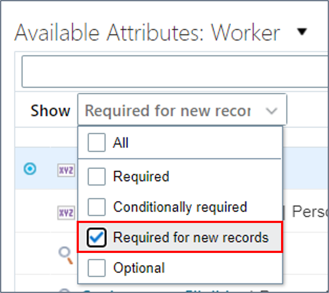 Select 'Required for new records' on the show choice list.