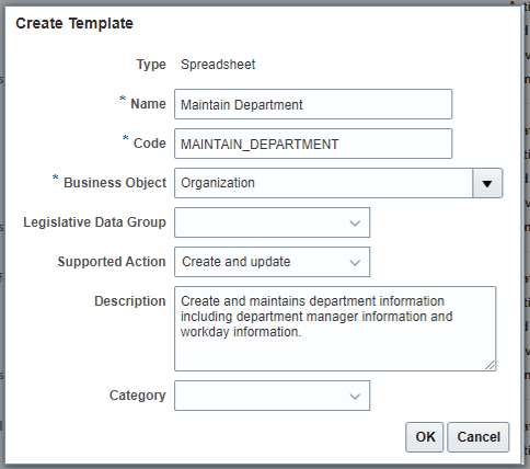 Create the maintain department template