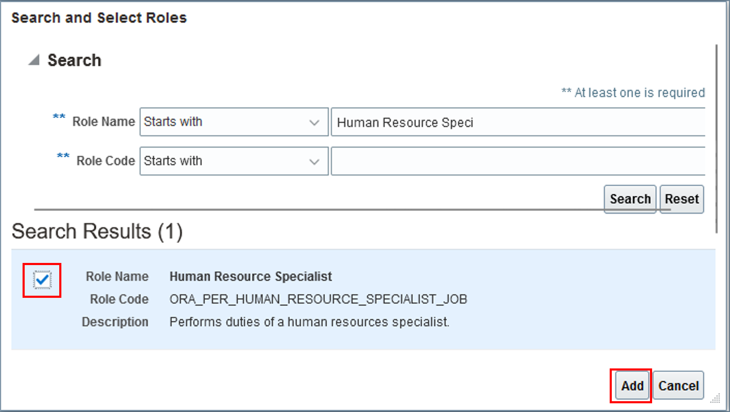 search and select the role to assign access