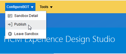 Screen shot of publishing the bot configuration changes