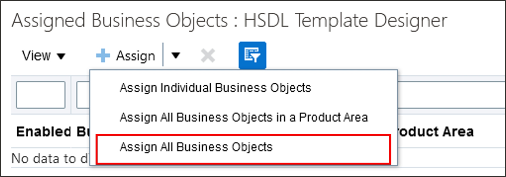 Click Assign All Business Objects